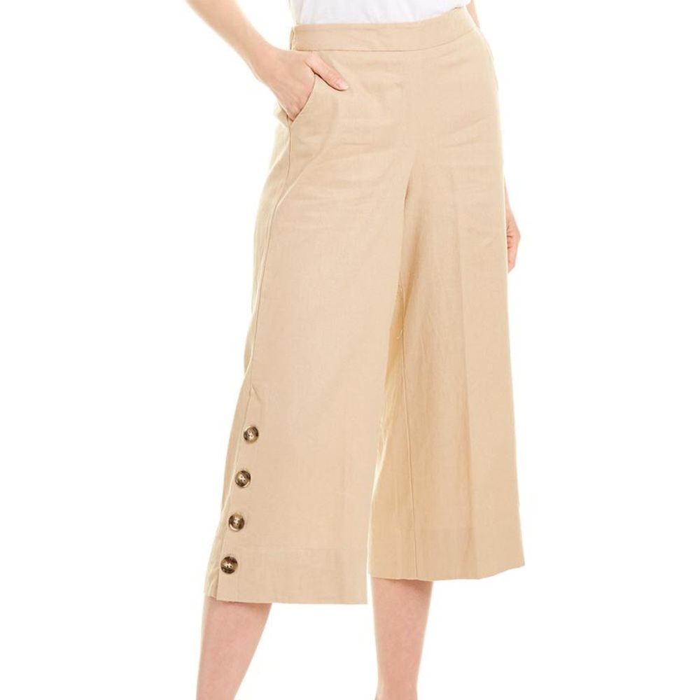 Nanette by Nanette Lepore linen blend cropped wide leg pant size Small